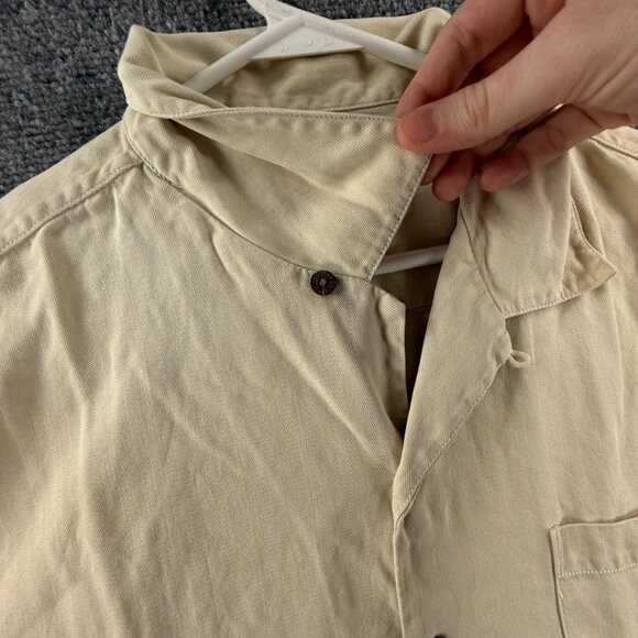 Tommy Bahama Herringbone XL All Silk Camp Short Sleeve Loop Beige Shirt Vacation - Picture 10 of 16